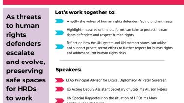 Joint Action to Protect Human Rights Defenders Online flyer.