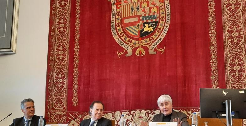 24th European Diplomatic Programme panel with the University symbol in the background