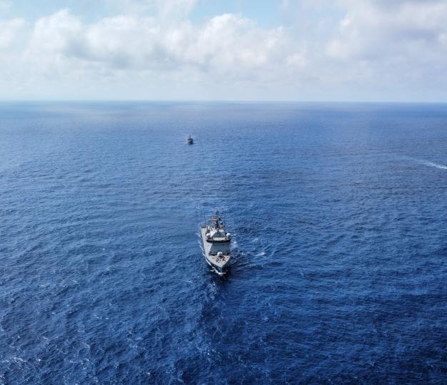 A ship at sea